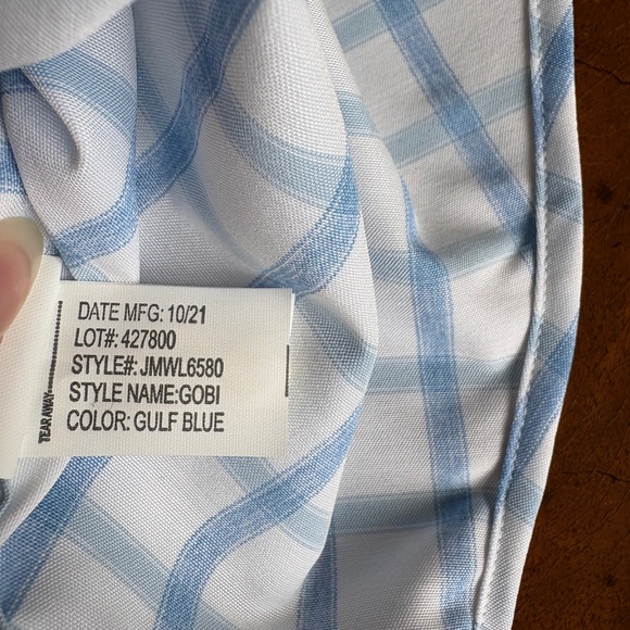 Johnnie-O Prep-Formance Gobi long sleeve shirt blue white Large - Picture 12 of 16